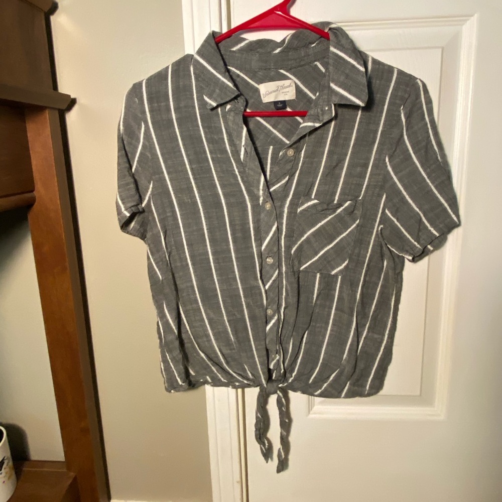 Striped button down top